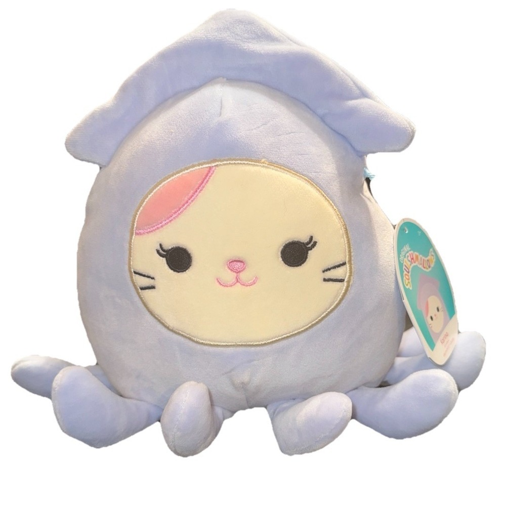 Squishmallows Karina The Kitty Cat in Lavender Stacy The Squid Costume Plush